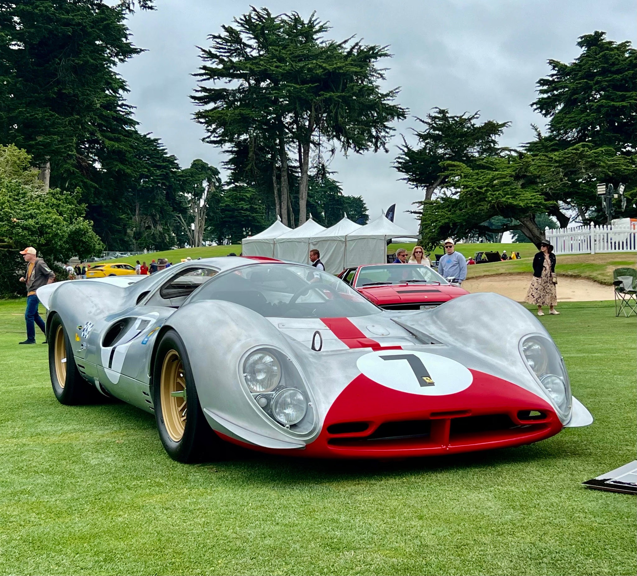 Ferrari 412P recreation in silver and red